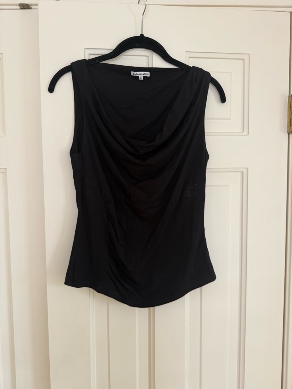 Reformation Black Draped Cowl Neck Camisole